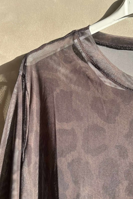 Bobby Mesh Layering Top Leopard Chocolate