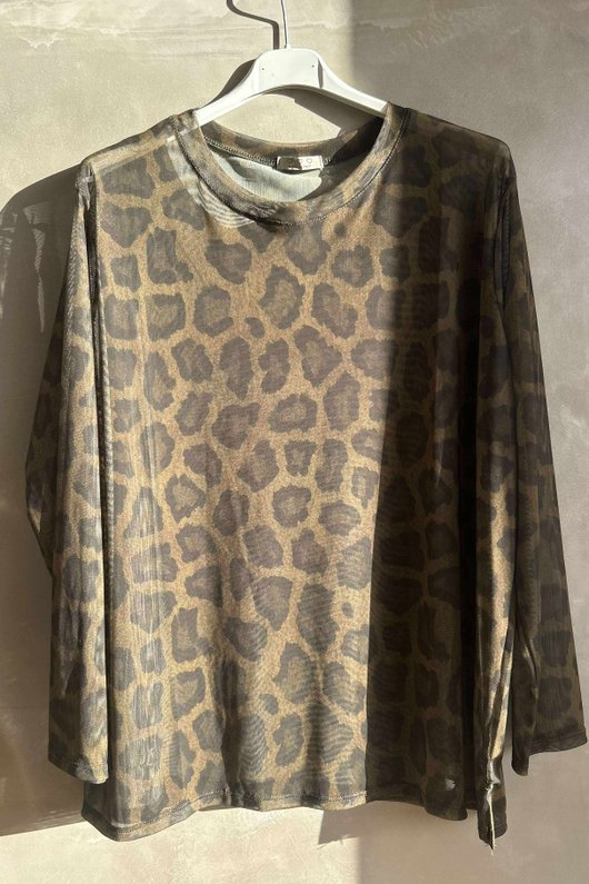 Bobby Mesh Layering Top Leopard Mucky Olive /20 pre order due approx 5 days