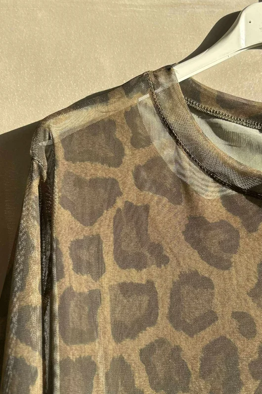 Bobby Mesh Layering Top Leopard Mucky Olive /20 pre order due approx 5 days