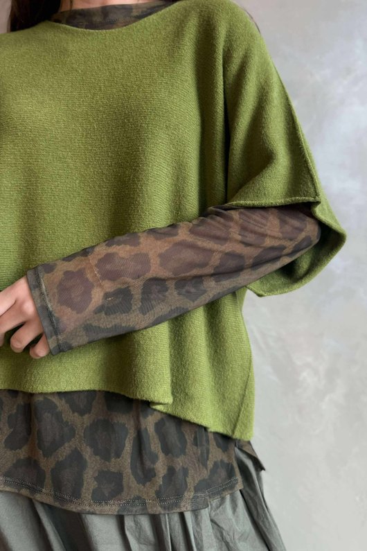 Bobby Mesh Layering Top Leopard Mucky Olive /20 pre order due approx 5 days