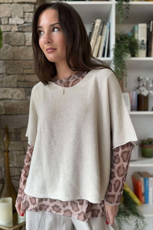 Bobby Mesh Layering Top Leopard Natural  /10 Pre order 1 week