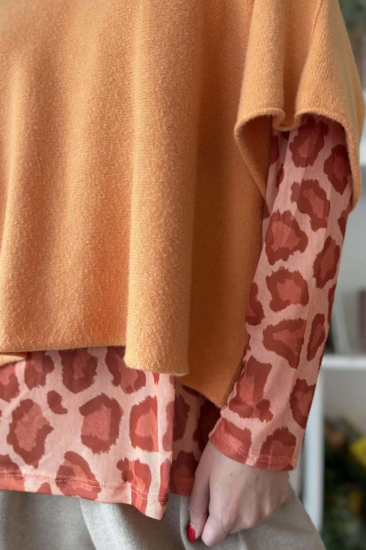 Bobby Mesh Layering Top Leopard Rust /7=
