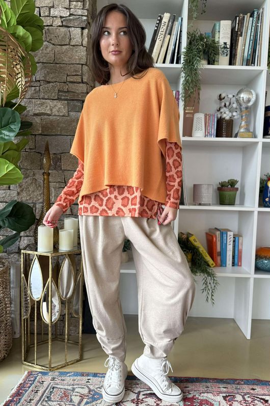 Bobby Mesh Layering Top Leopard Rust /7=