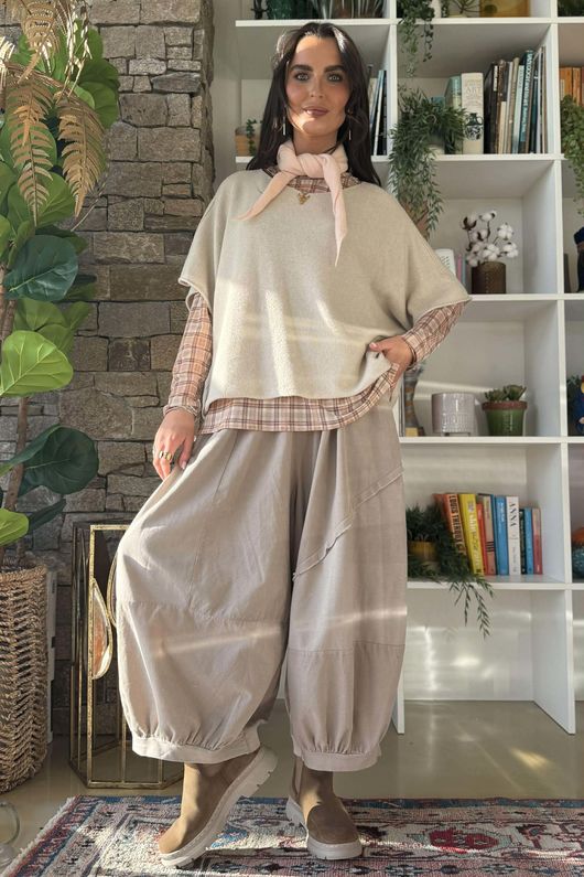 Bobby Mesh Layering Top Nevis Plaid Natural /10=