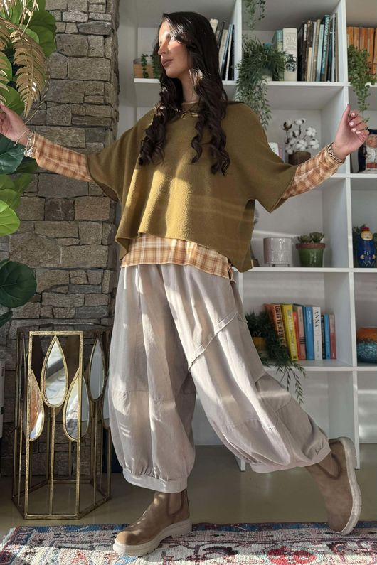 Bobby Mesh Layering Top Nevis Plaid Ochre