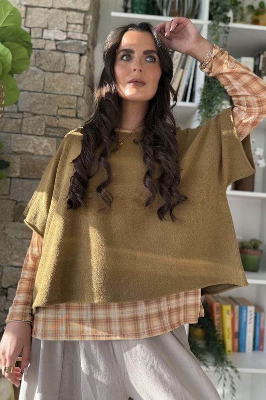 Bobby Mesh Layering Top Nevis Plaid Ochre