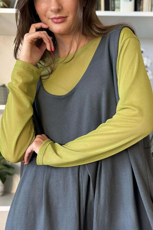 Bobby Mesh Layering Top Plain Olive 