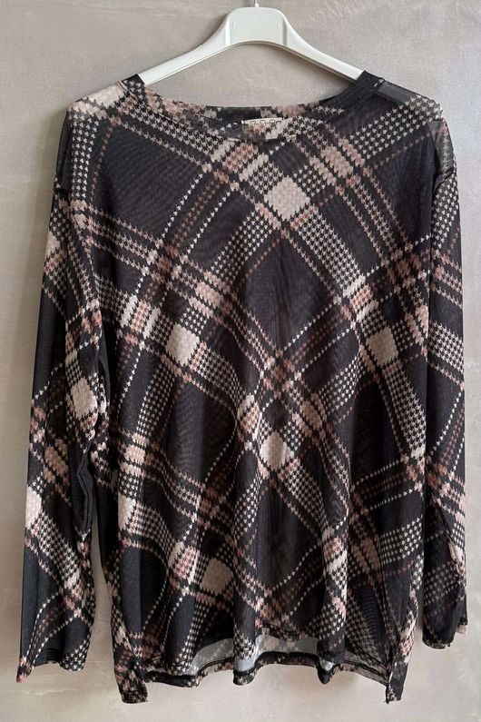 Bobby Mesh Layering Top Plaid 2 Black Camel /20=