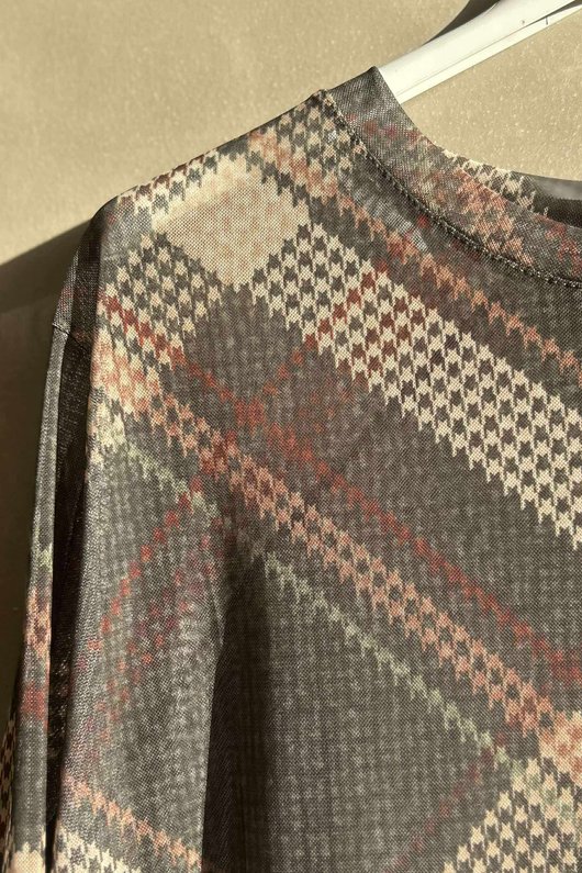 Bobby Mesh Layering Top Plaid Khaki