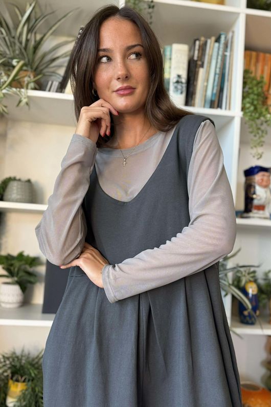 Bobby Mesh Layering Top Plain Smoke /12=