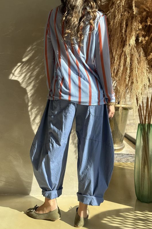 Bobby Mesh Layering Top Stripe Baby Blue & Rust /6=