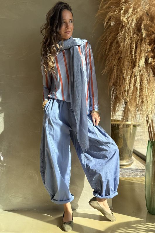 Bobby Mesh Layering Top Stripe Baby Blue & Rust /6=