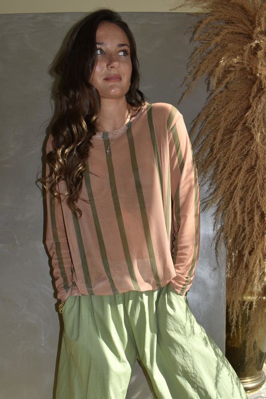 Bobby Mesh Layering Top Stripe Camel & Khaki /13=