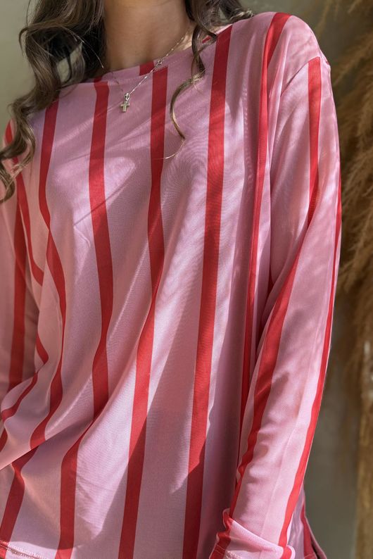 Bobby Mesh Layering Top Stripe Candy & Red /32=