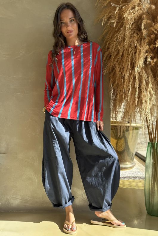 Bobby Mesh Layering Top Stripe Red & Turquoise /7=