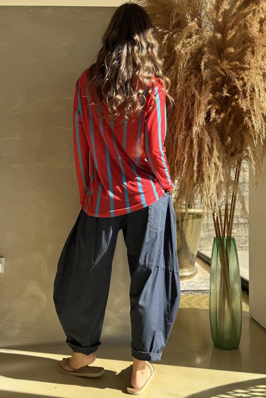 Bobby Mesh Layering Top Stripe Red & Turquoise /7=