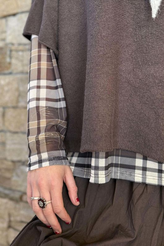 Bobby Mesh Layering Top Tartan 2 Chocolate