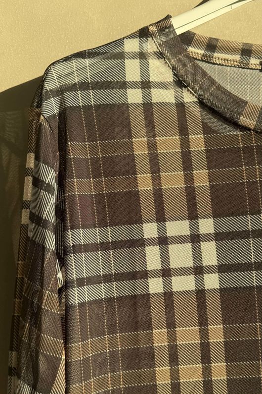 Bobby Mesh Layering Top Tartan 2 Chocolate