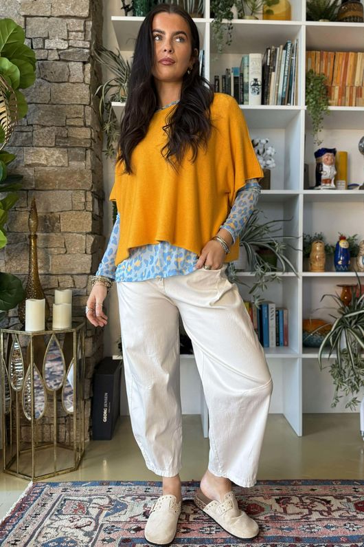 Bobby Mesh Layering Top Technicolour Leopard Baby Blue & Ochre