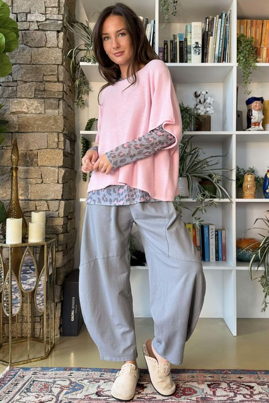 Bobby Mesh Layering Top Technicolour Leopard Grey & Rose /3=