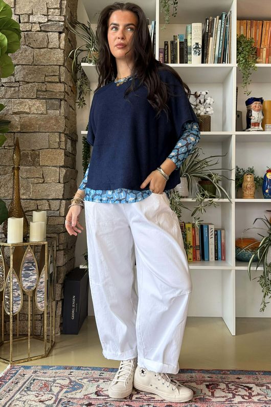 Bobby Mesh Layering Top Technicolour Leopard Navy & Turquoise /10=