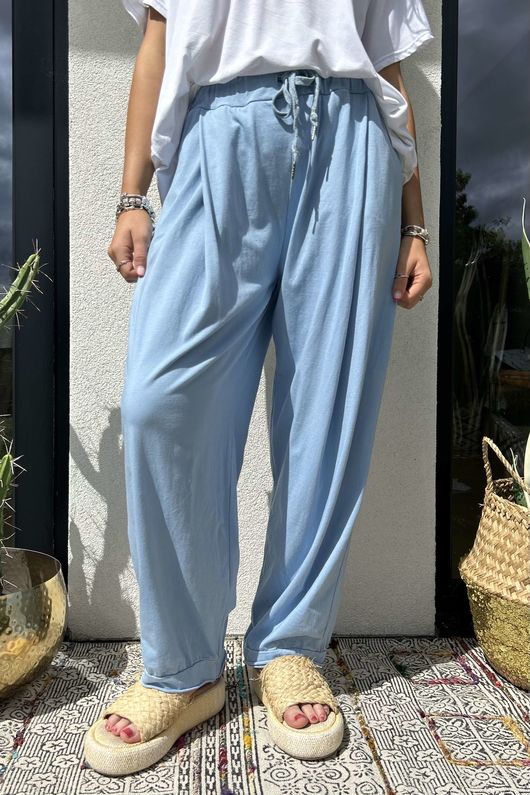 Bodhi Cotton Jersey Pleat Cocoon Pant Denim