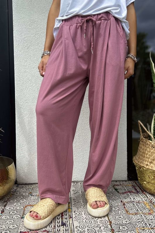 Bodhi Cotton Jersey Pleat Cocoon Pant Indian Pink