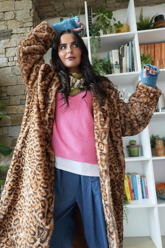 Boucle Fingerless Gloves Teal Melange 