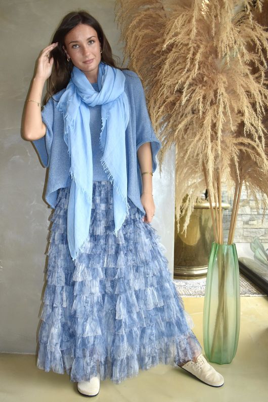 Bowie Mesh Midaxi Skirt Marble Denim ~