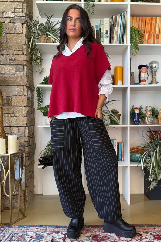 Burlington Stretch Button Pocket Barrel Pant Black