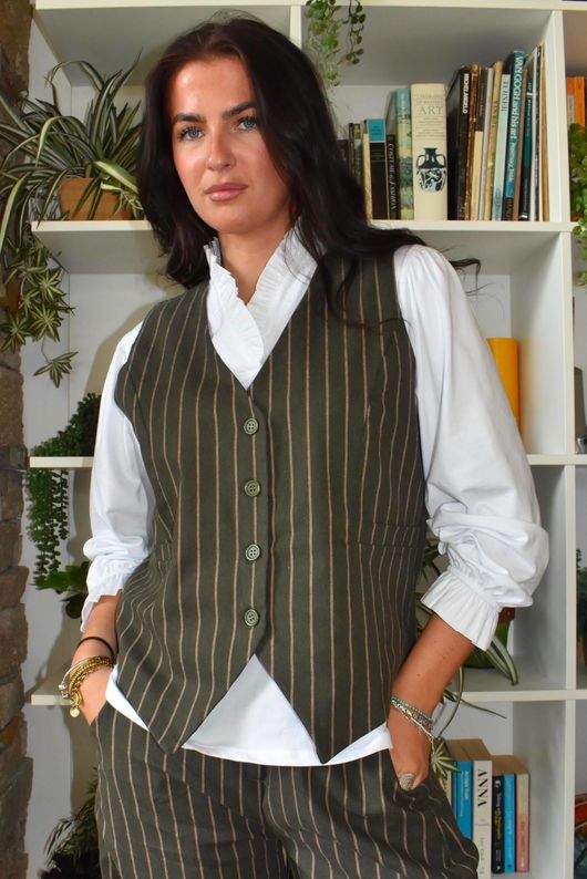 Burlington Stretch Waistcoat Dark Khaki