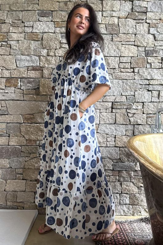 Calista Tie Back Dress Blues