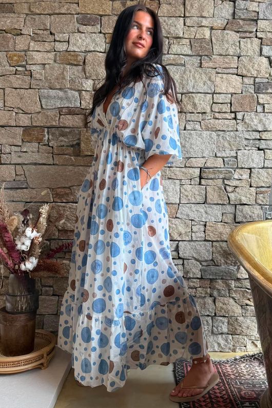 Calista Tie Back Dress Light Blues
