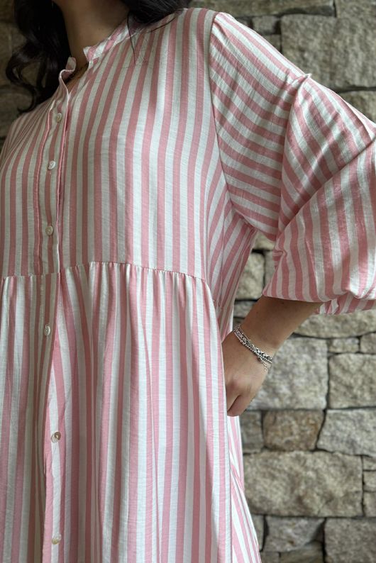 Callie Stripe Maxi Shirt Dress Candy