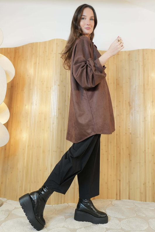 Carina Suedette Shirt Chocolate /16=