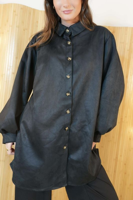 Carina Suedette Shirt Emerald Black /23=