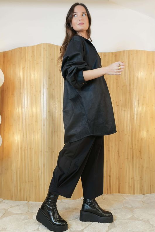 Carina Suedette Shirt Emerald Black /23=