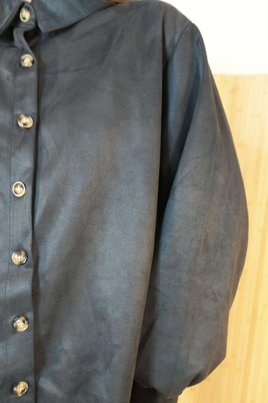 Carina Suedette Shirt Emerald Black /23=