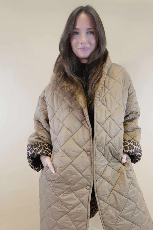 Chester Hooded Long Padded Coat Camel 