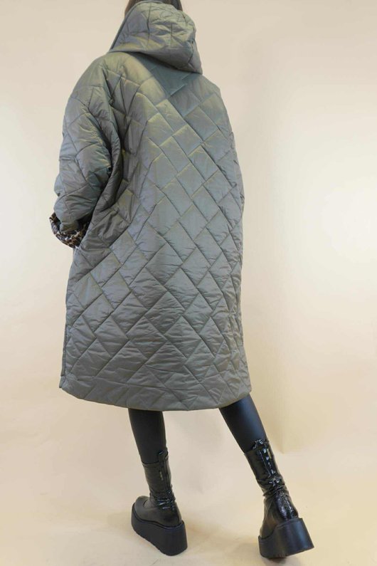 Chester Hooded Long Padded Coat Khaki 