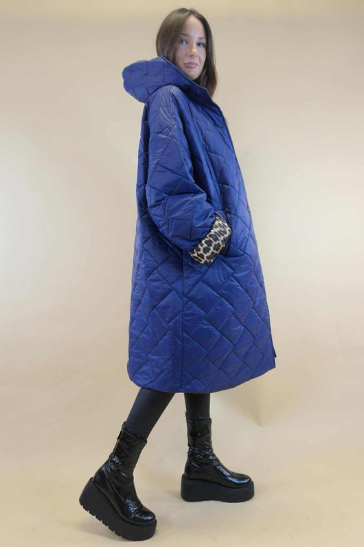 Chester Hooded Long Padded Coat Royal Blue 