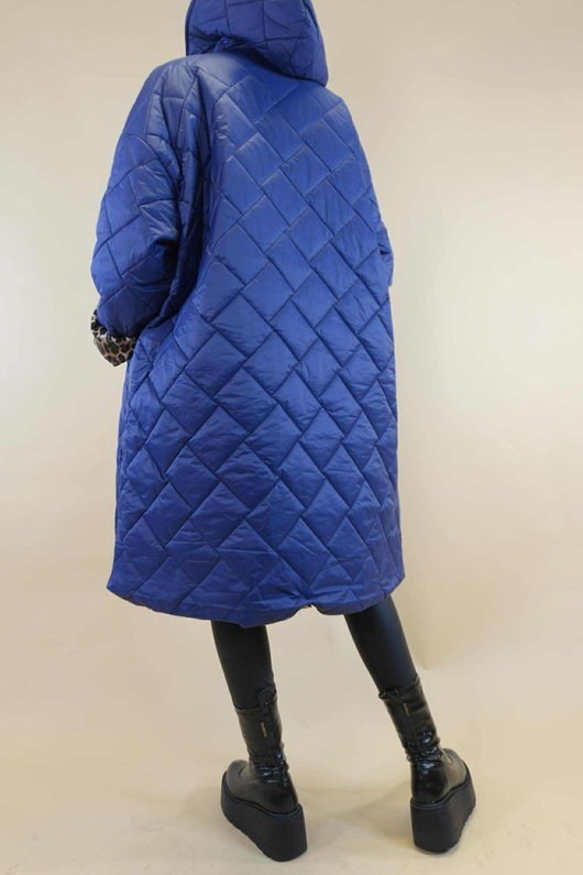 Chester Hooded Long Padded Coat Royal Blue 