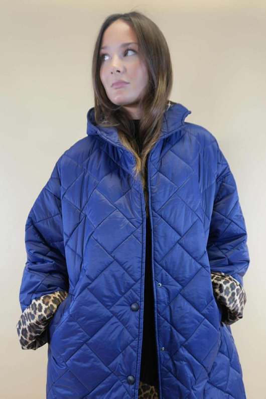 Chester Hooded Long Padded Coat Royal Blue 