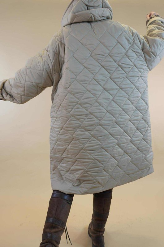 Chester Hooded Long Padded Coat Stone 