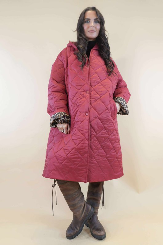 Chester Hooded Long Padded Coat Wine 