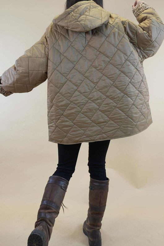 Chester Hooded Short Padded Coat Camel 