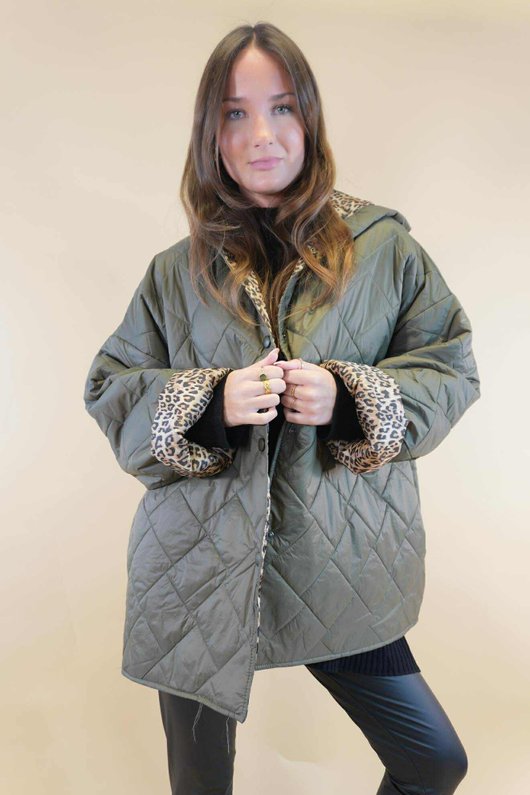 Chester Hooded Short Padded Coat Khaki ' /27=