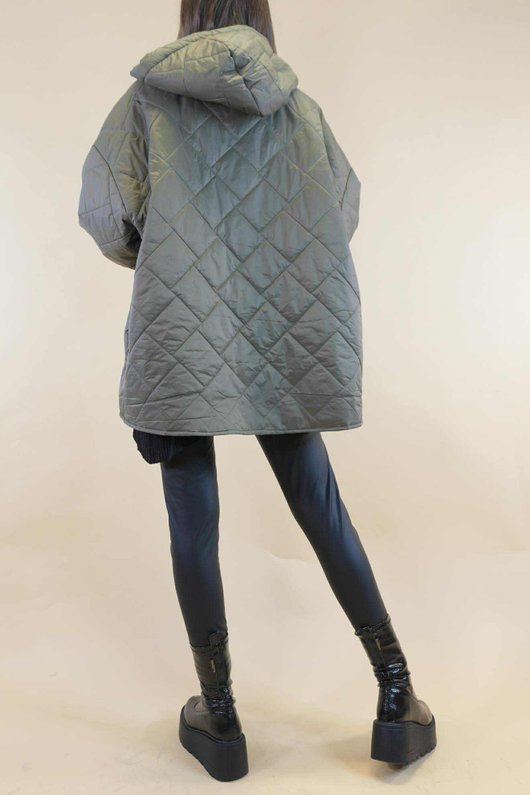 Chester Hooded Short Padded Coat Khaki 