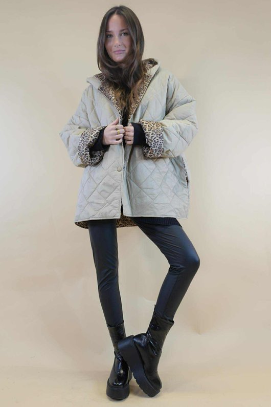 Chester Hooded Short Padded Coat Stone 