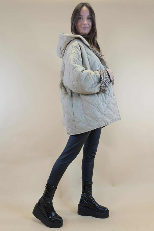 Chester Hooded Short Padded Coat Stone 